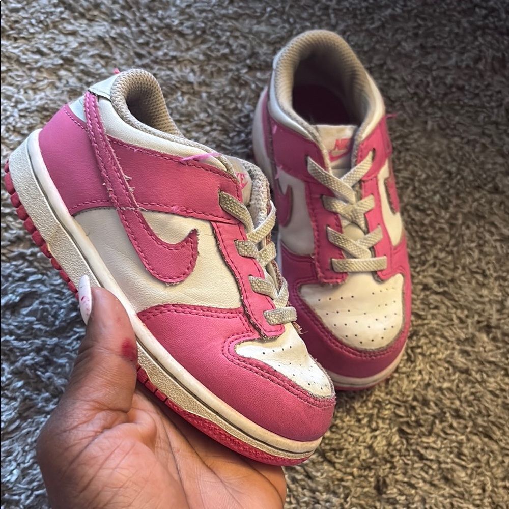 Pink and white Nike dunks kids